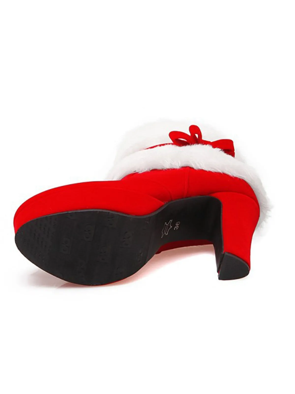 Retro Christmas Short Plush High Heel Shoes