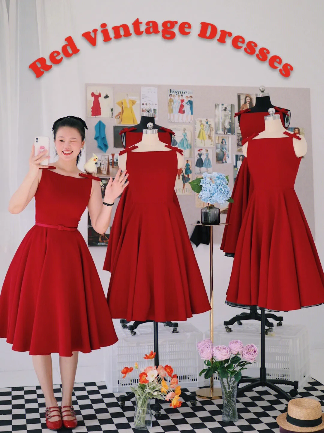 Retro Mrs. Maisel Red Vintage Dress