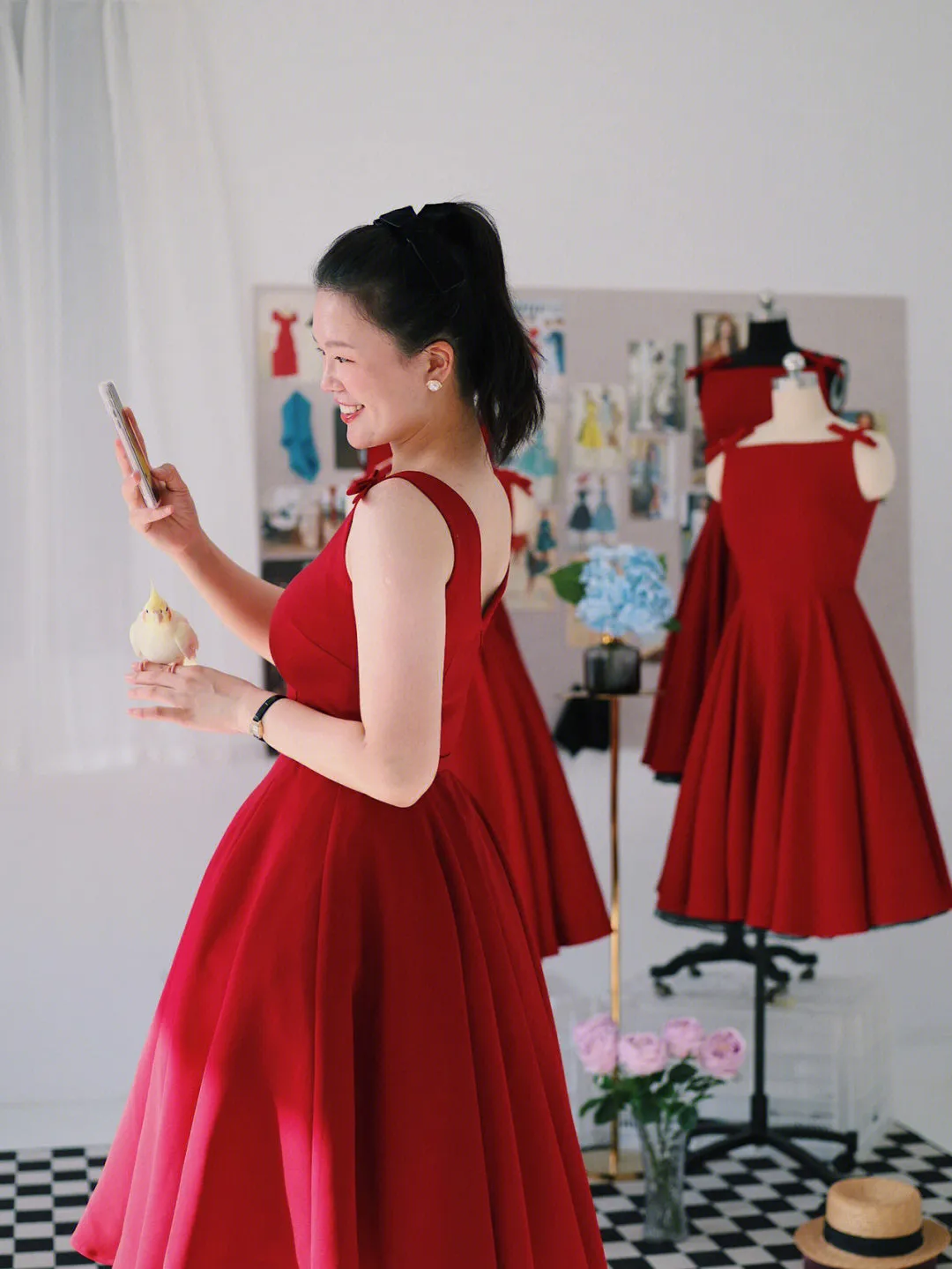 Retro Mrs. Maisel Red Vintage Dress