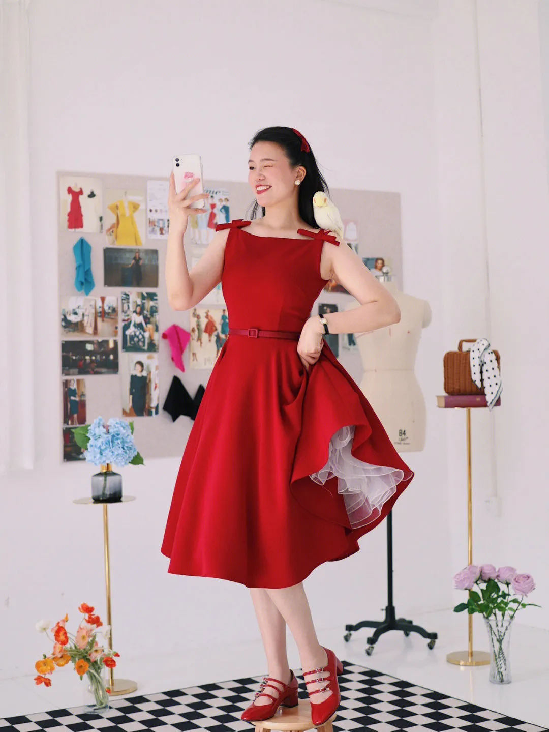 Retro Mrs. Maisel Red Vintage Dress