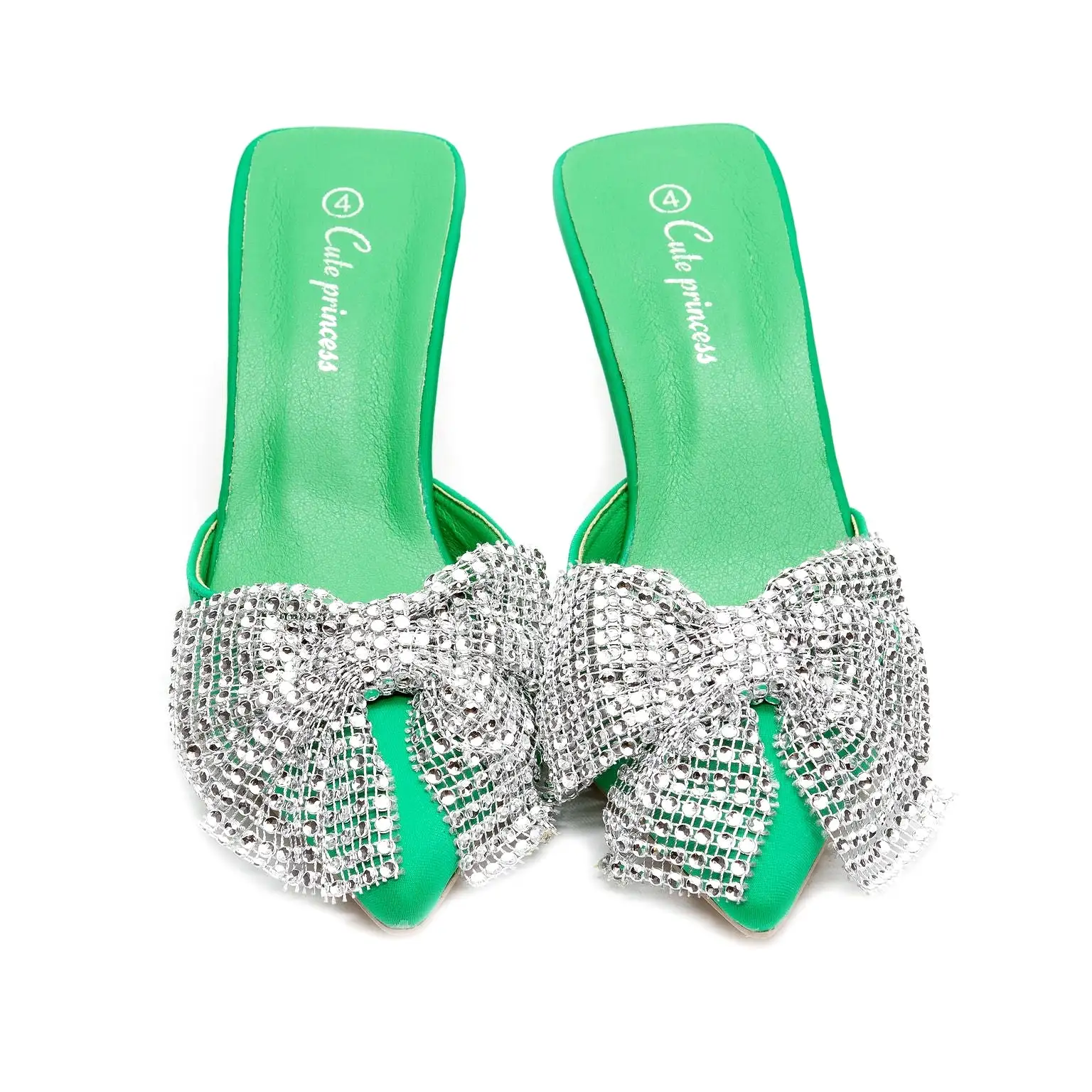 Rhinestone Bow-Knot Short Heel