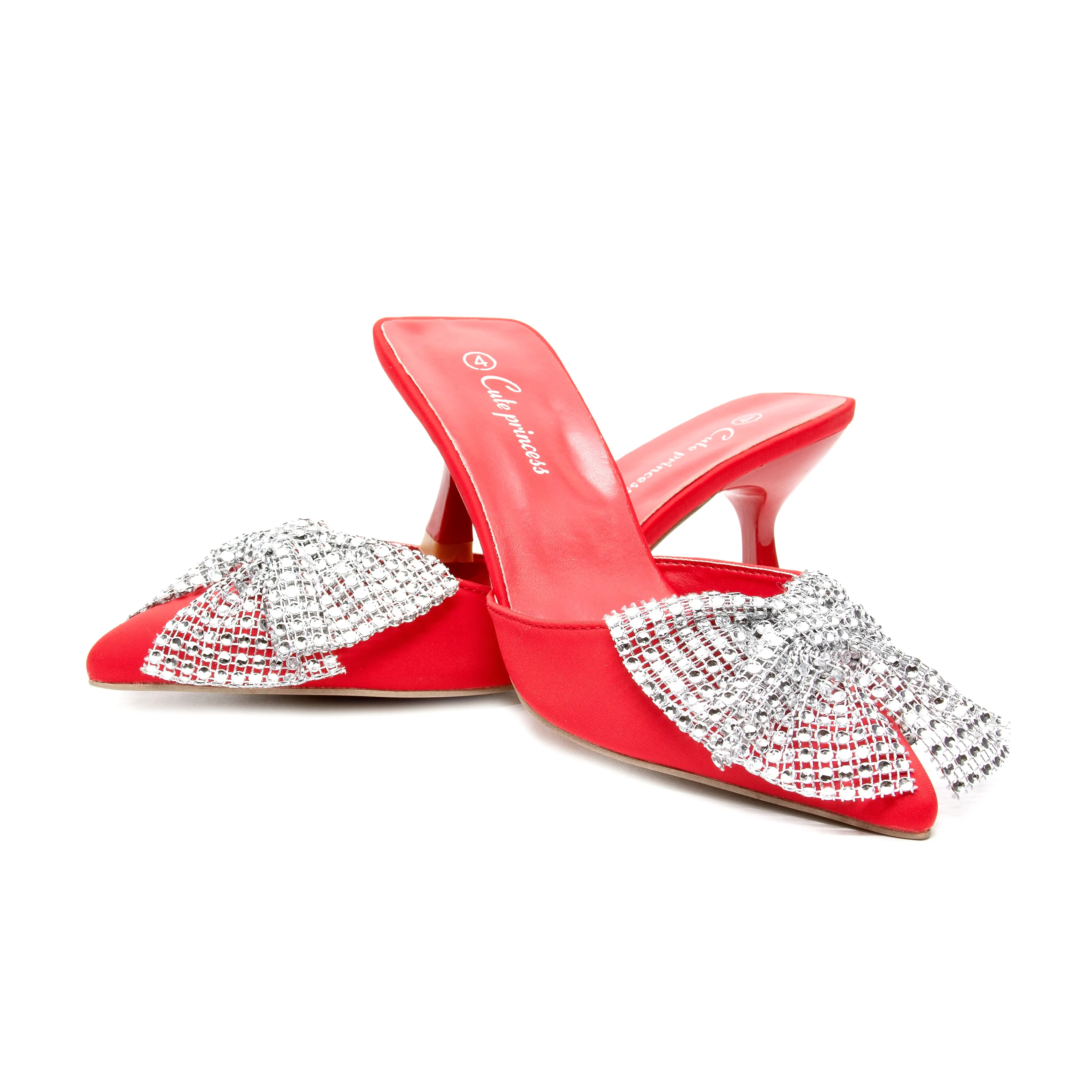 Rhinestone Bow-Knot Short Heel