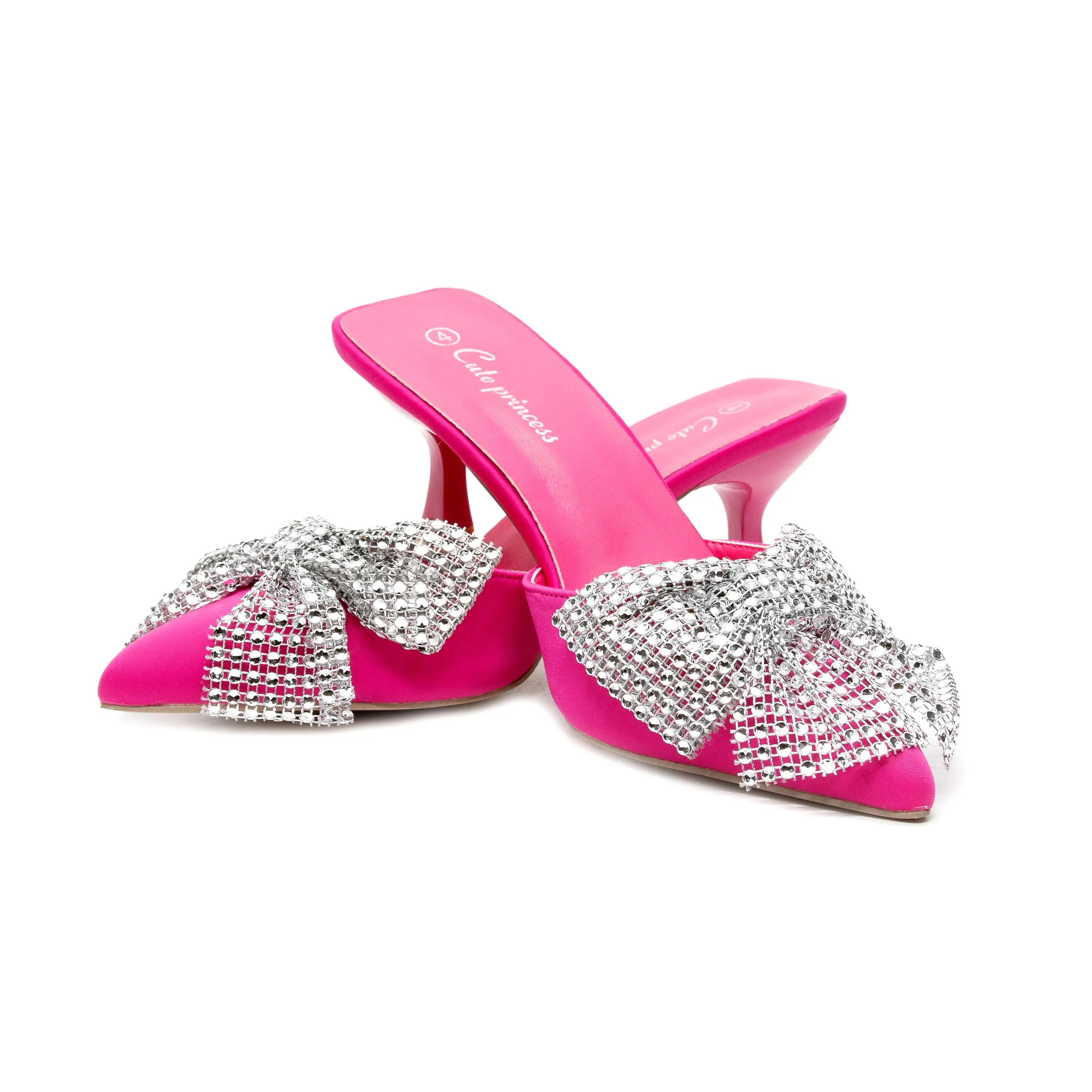 Rhinestone Bow-Knot Short Heel