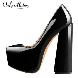 Round Toe Platform 16CM Chunky High Heels Ankle Strap Dress Hoof Thick Heels Shoes Big Size Pumps