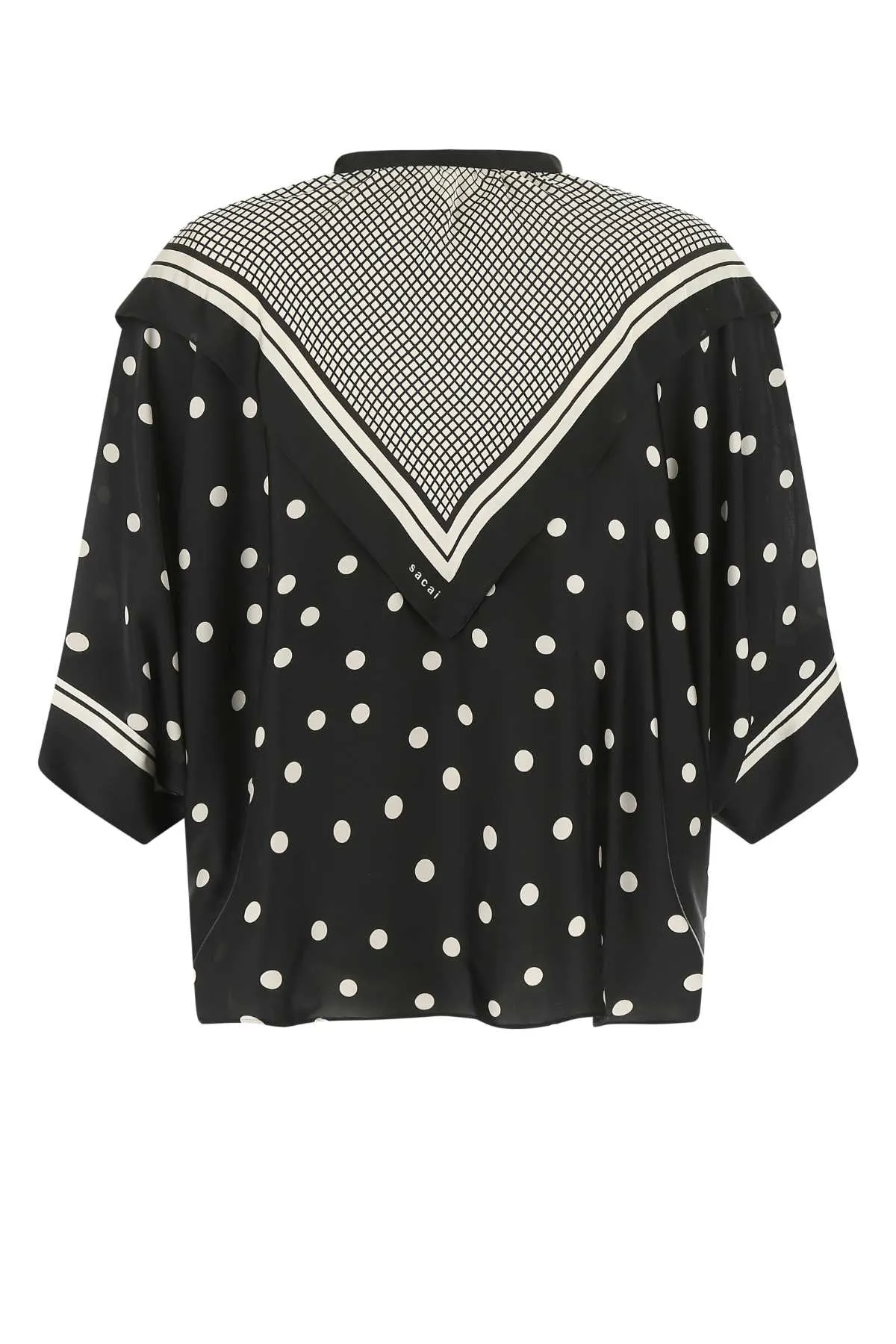 Sacai Polka Dot-Printed Curved Hem Top