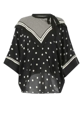 Sacai Polka Dot-Printed Curved Hem Top