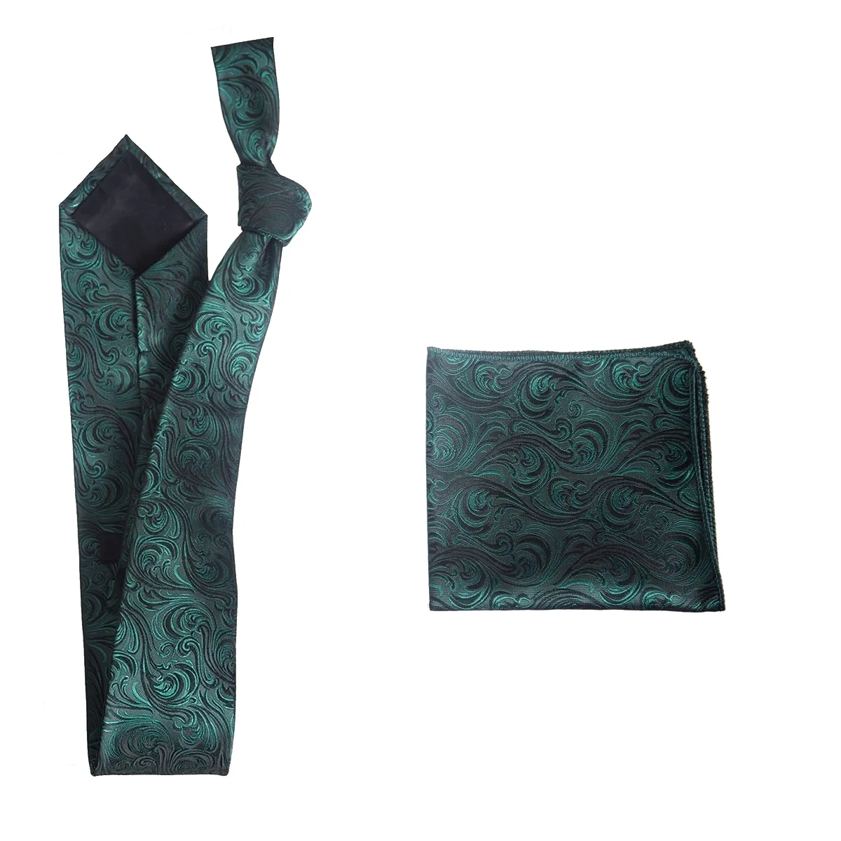 Self Tie  Classic Windsor Necktie and Pocket  Square Paisley Jacquard