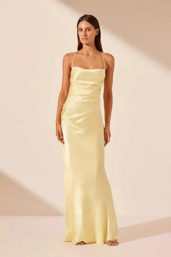 SHONA JOY - La Lune - Lace back Maxi Dress - Lemon