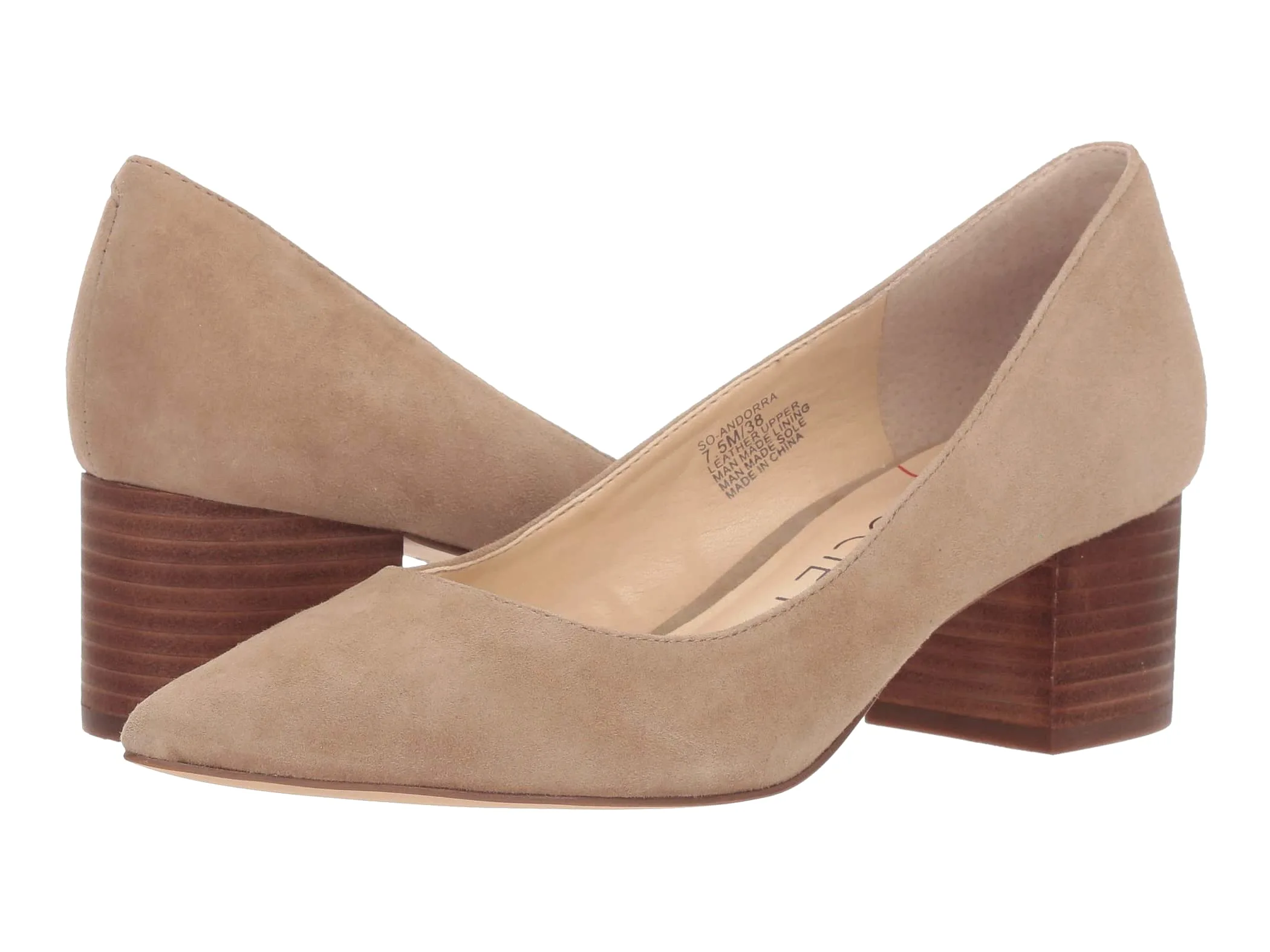 Sole Society Andorra Heel Slip On Block Heel Taupe Pointed Toe Dress Pumps