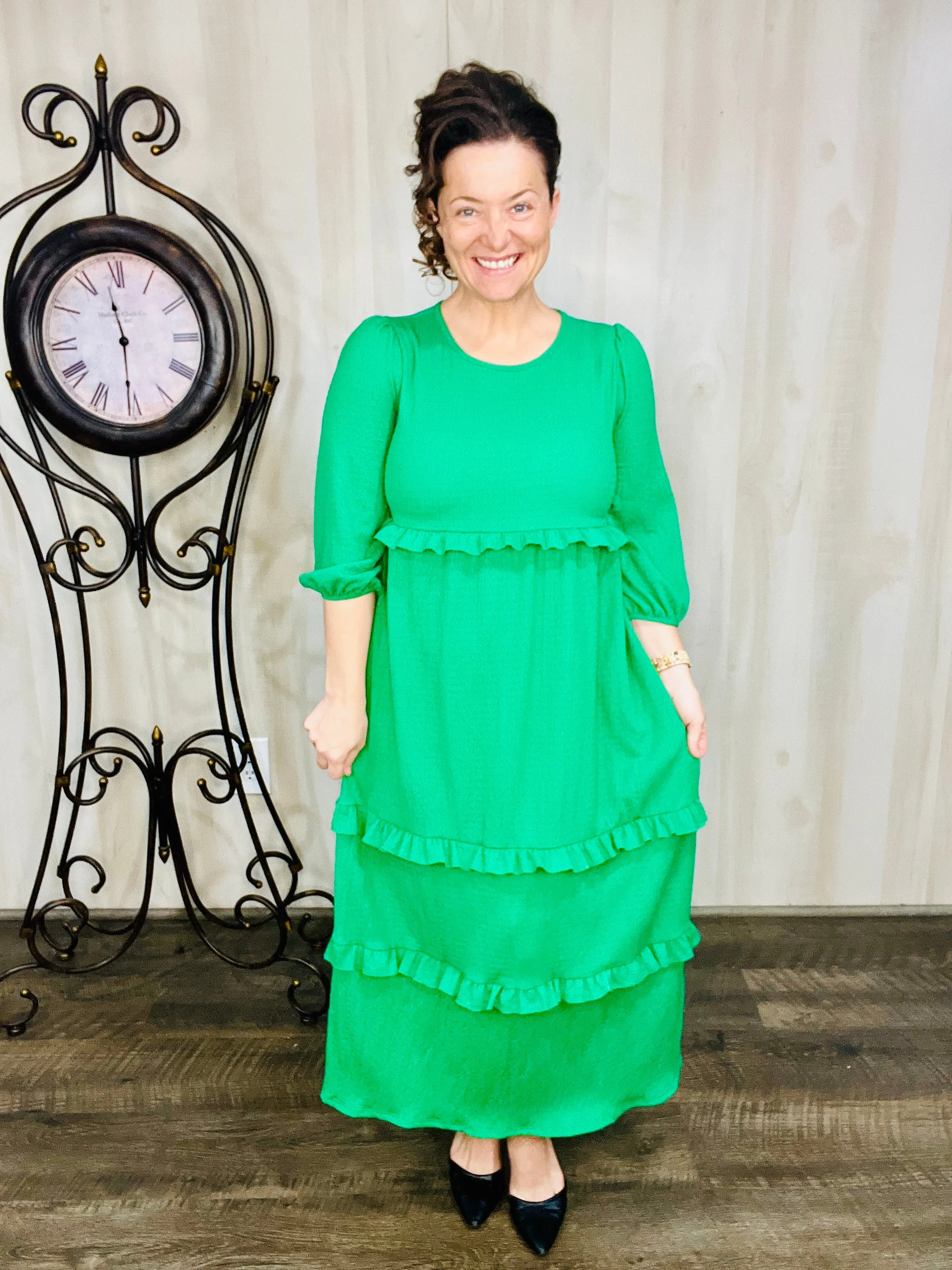 Spring Green Ruffle Dress