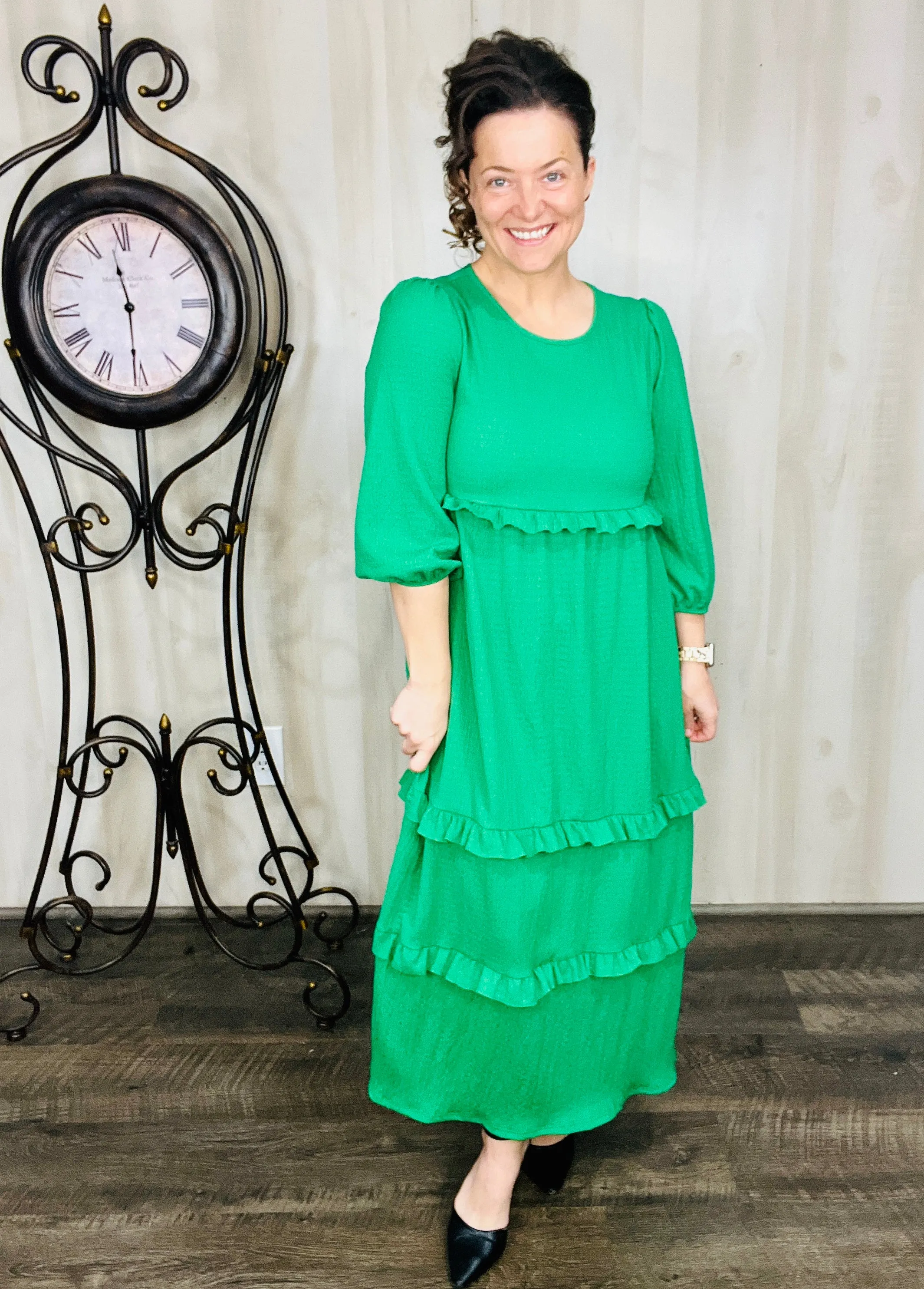 Spring Green Ruffle Dress