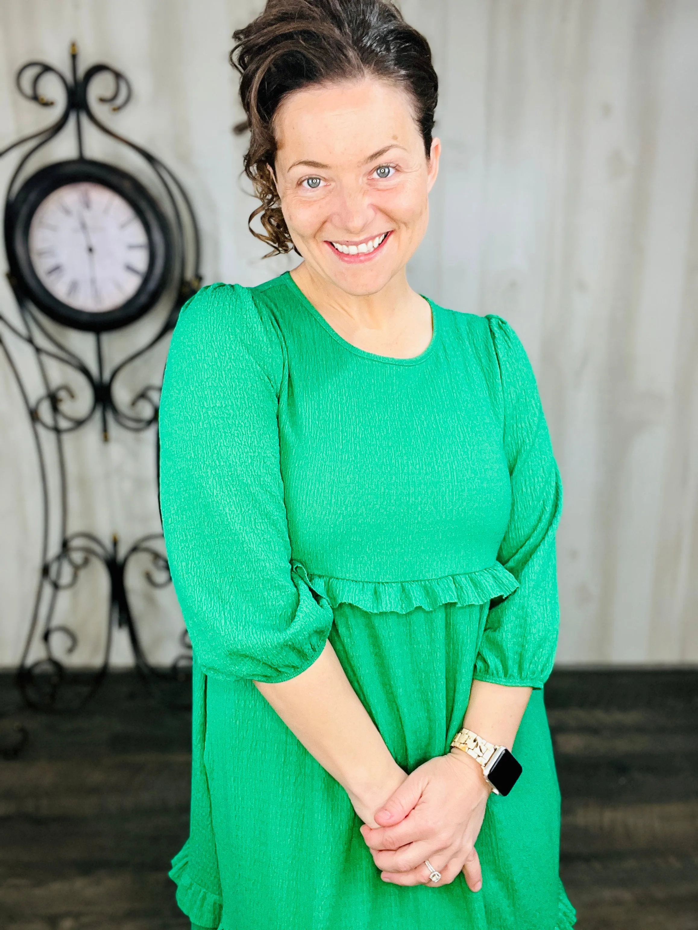 Spring Green Ruffle Dress