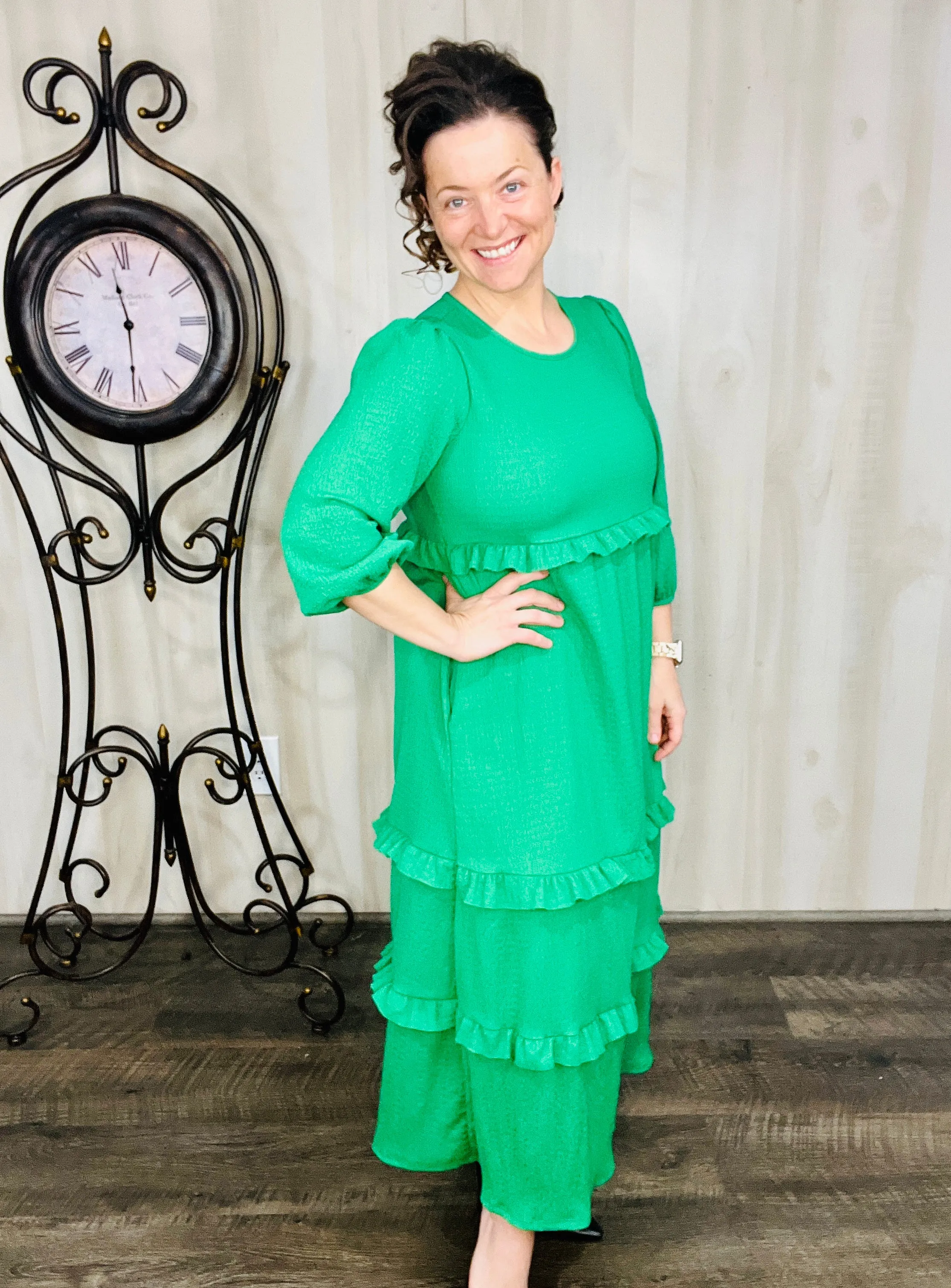 Spring Green Ruffle Dress