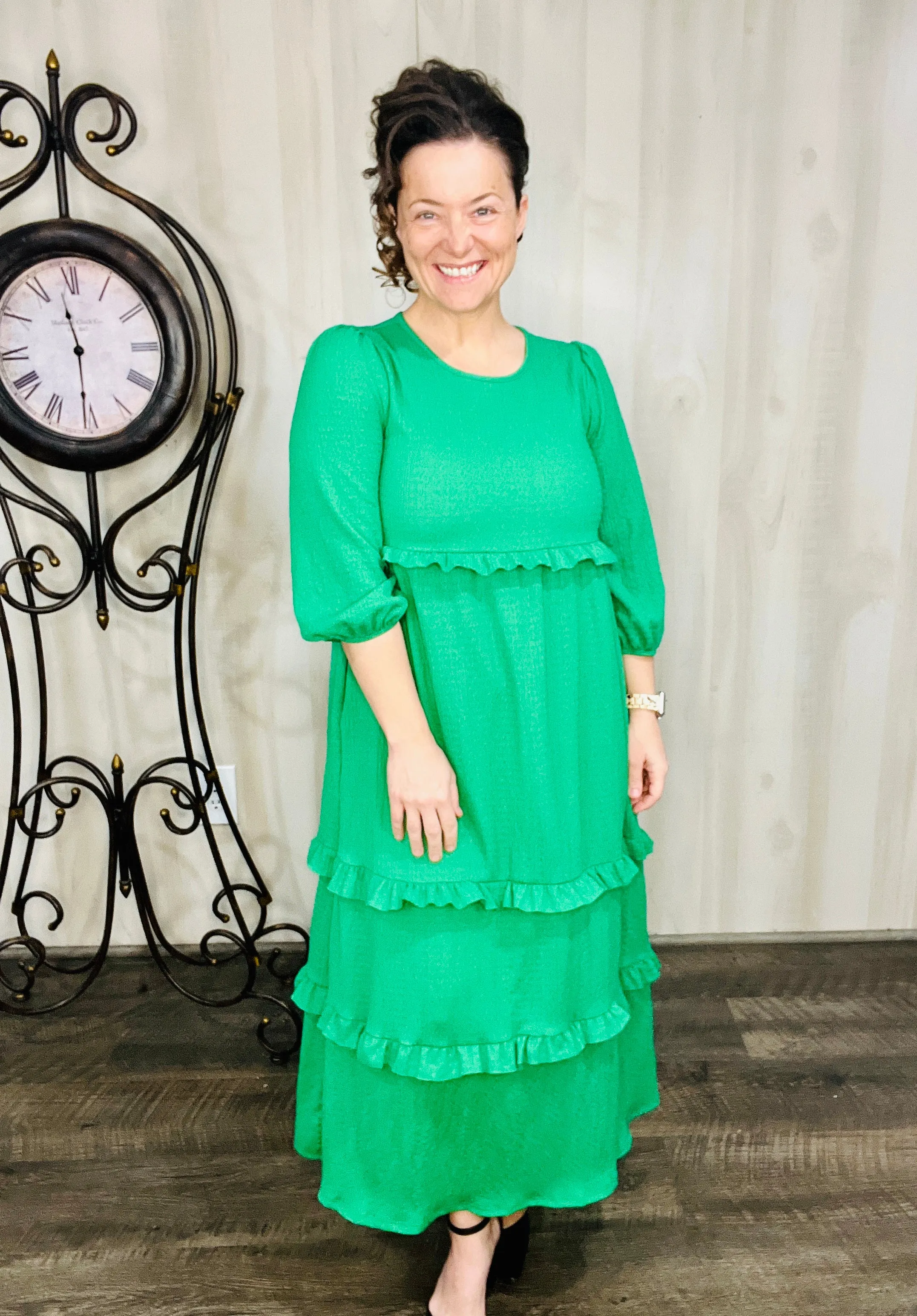 Spring Green Ruffle Dress