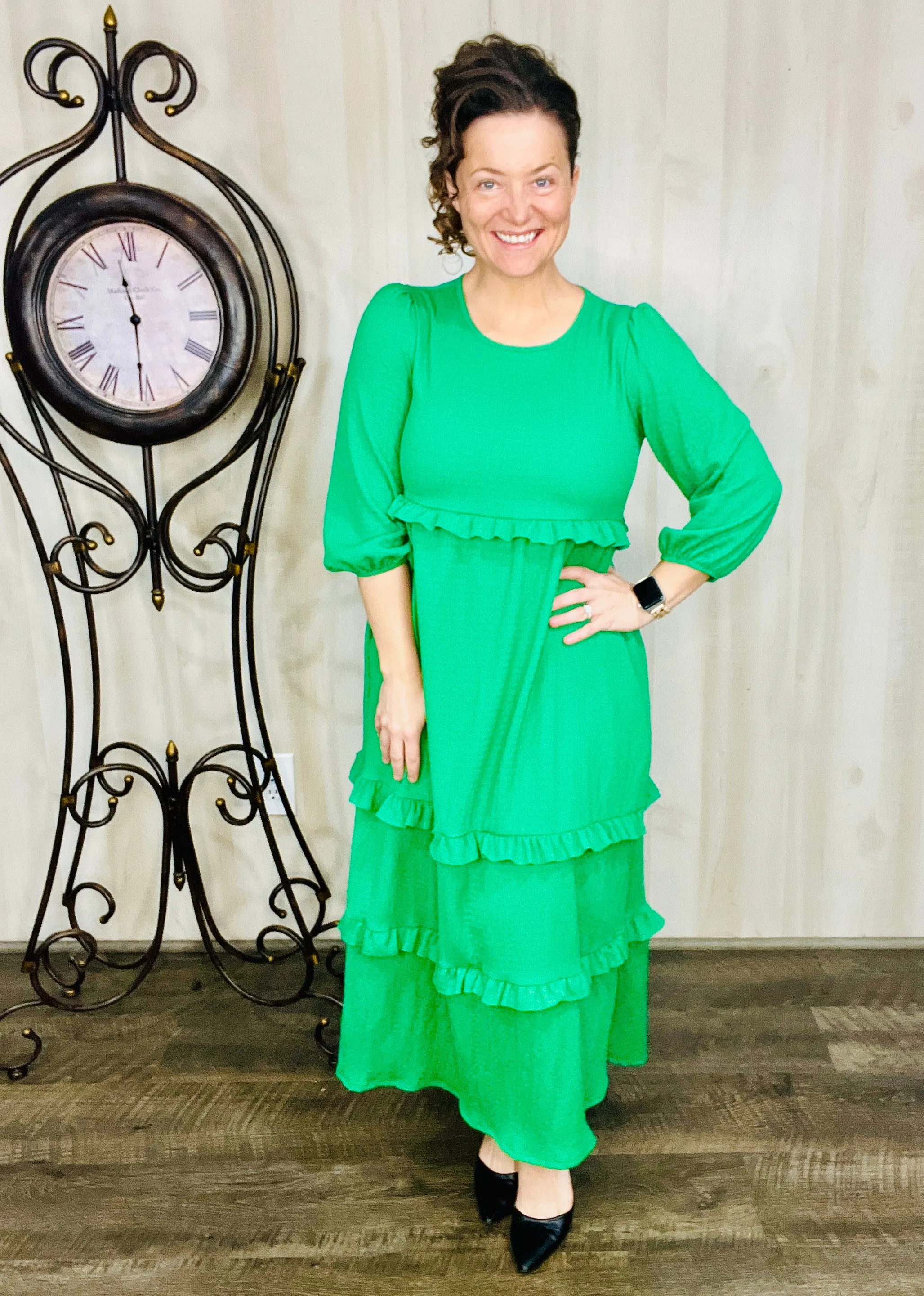 Spring Green Ruffle Dress