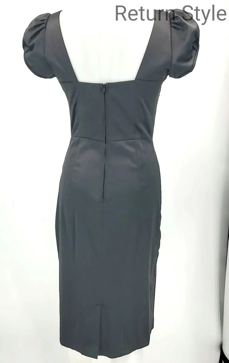 STOP STARING Black Satin Size MEDIUM (M) Ruched Dress