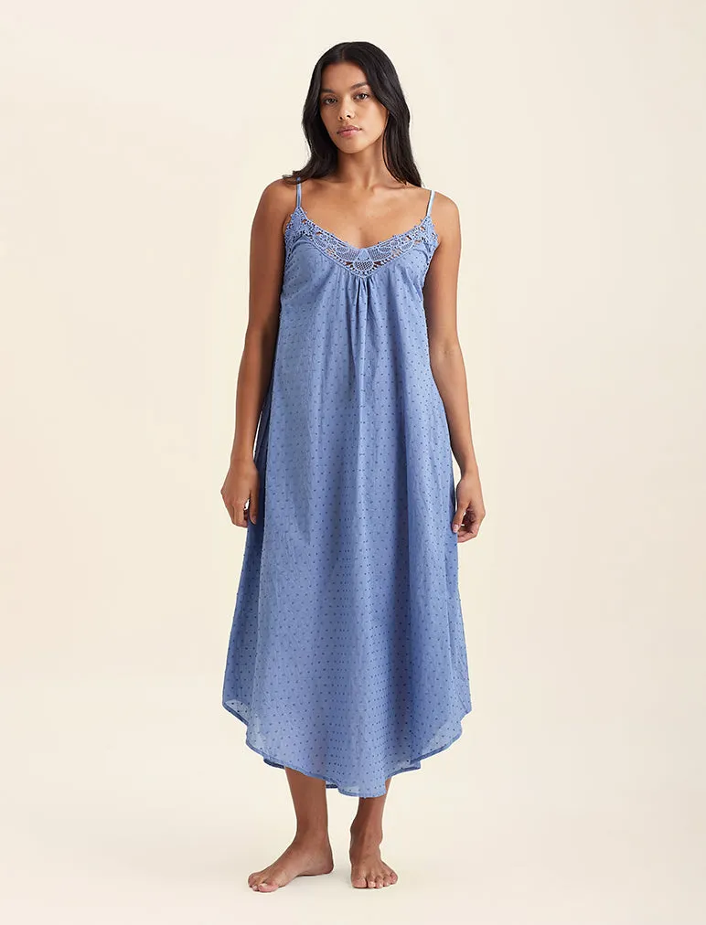 Swiss Dot Lace Front Maxi Nightie