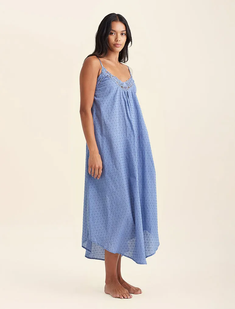 Swiss Dot Lace Front Maxi Nightie