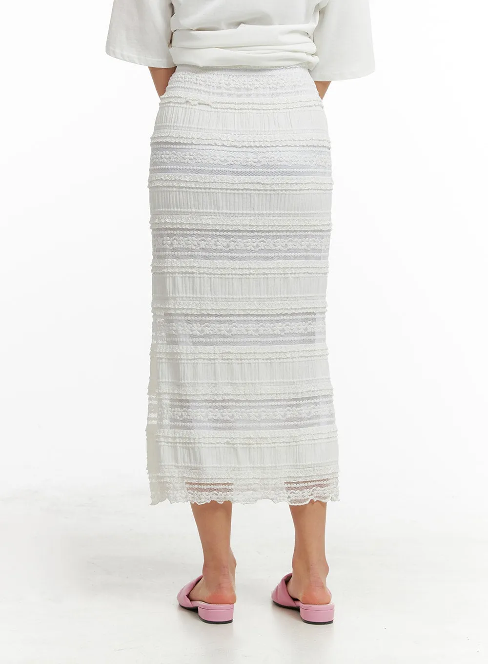 Textured Lace Maxi Skirt OM427