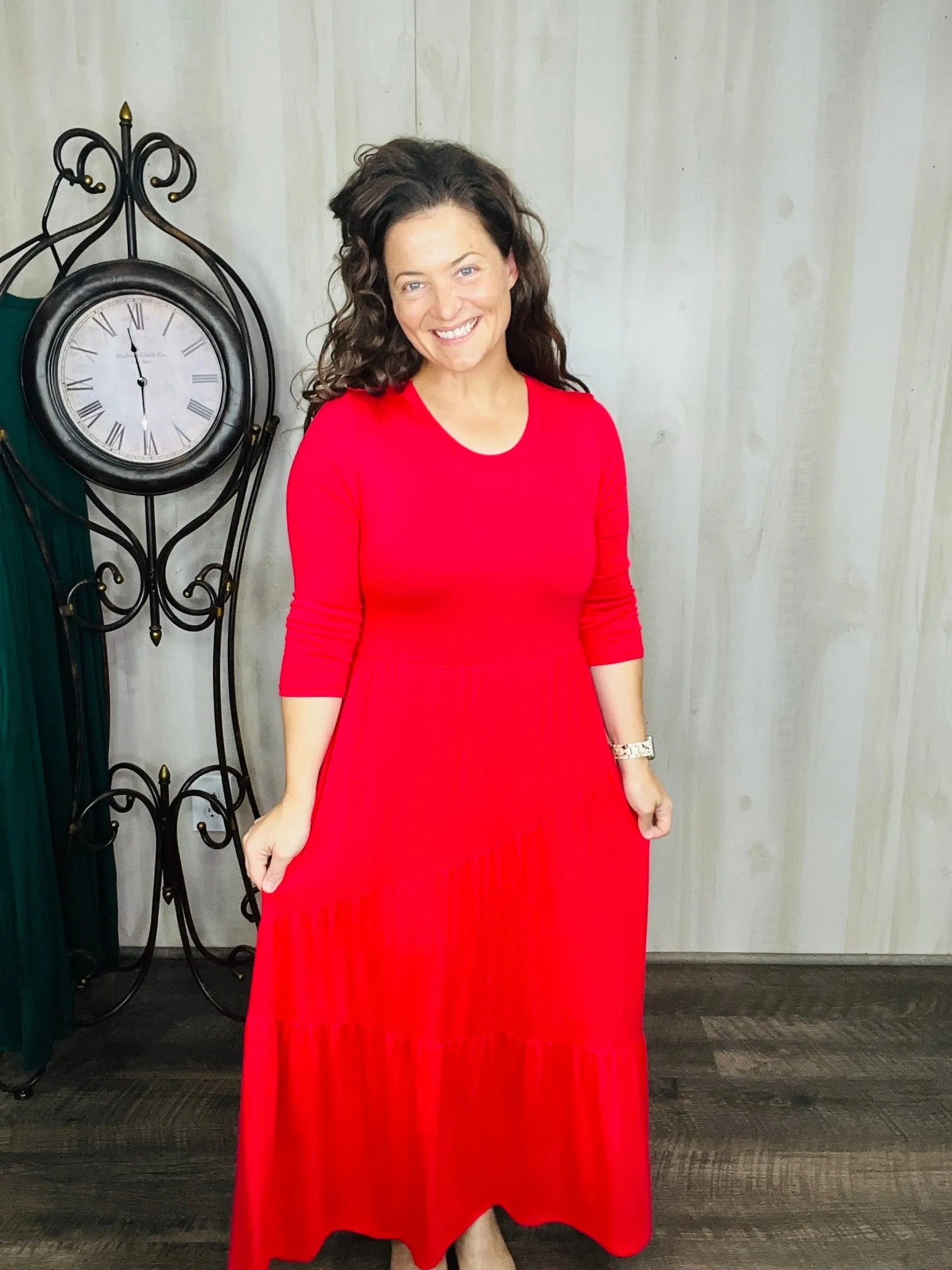 Tonya Marie Tiered Dress- Deep Red