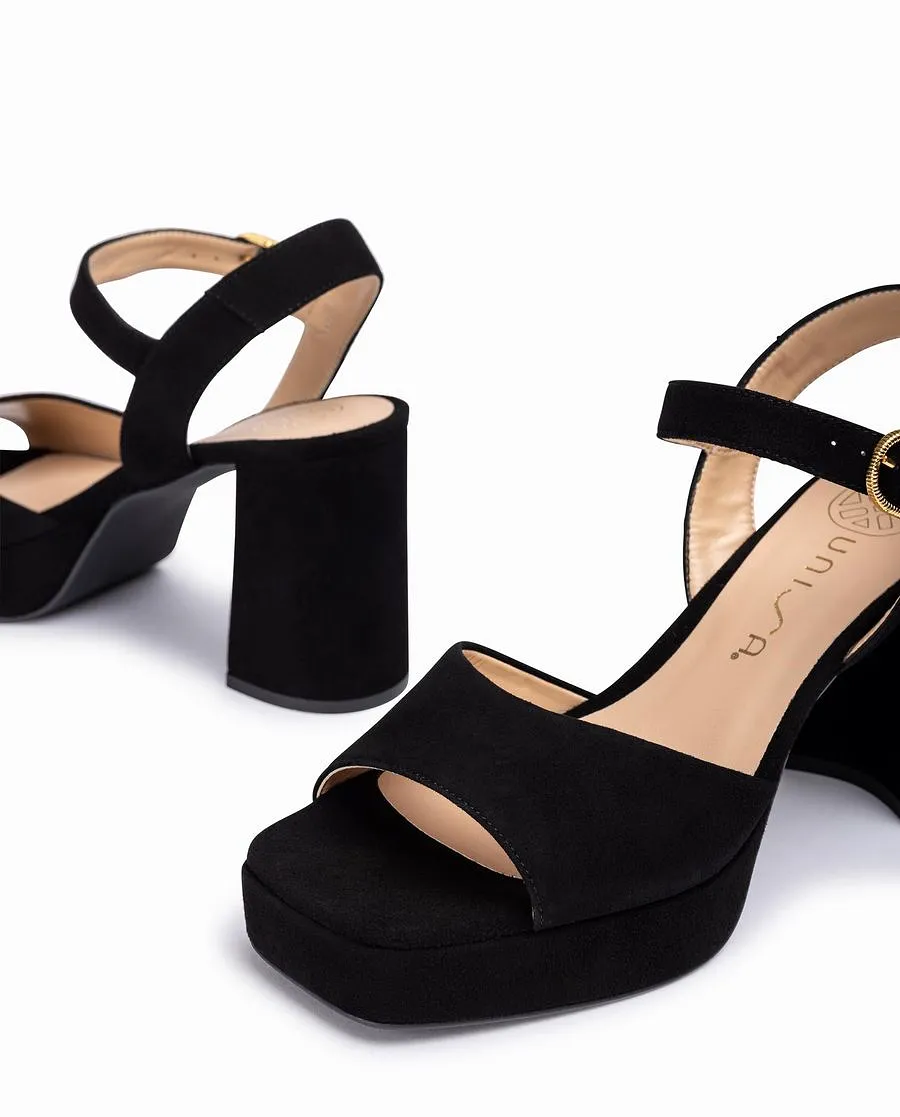 UNISA ODRAN SUEDE BLACK SANDAL