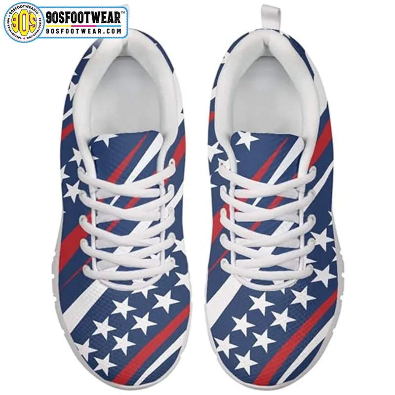 US Patriotic American Flag Fitness Sneakers – USA Flag Stars & Stripes Running Shoes for 4th of July