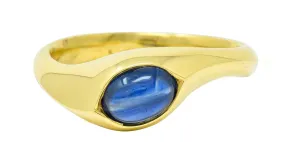 Vintage Sapphire Cabochon 18 Karat Gold Eyelet Band Ring Circa 1990s