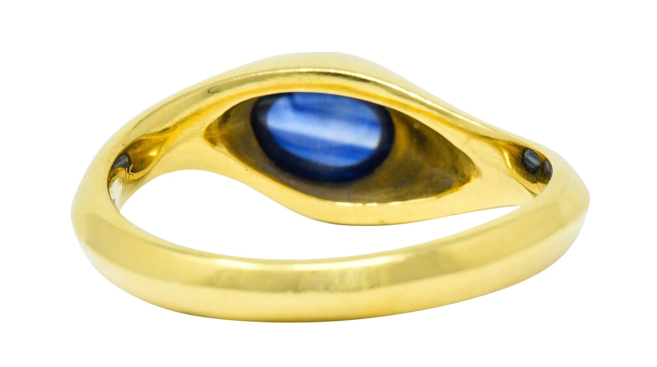 Vintage Sapphire Cabochon 18 Karat Gold Eyelet Band Ring Circa 1990s