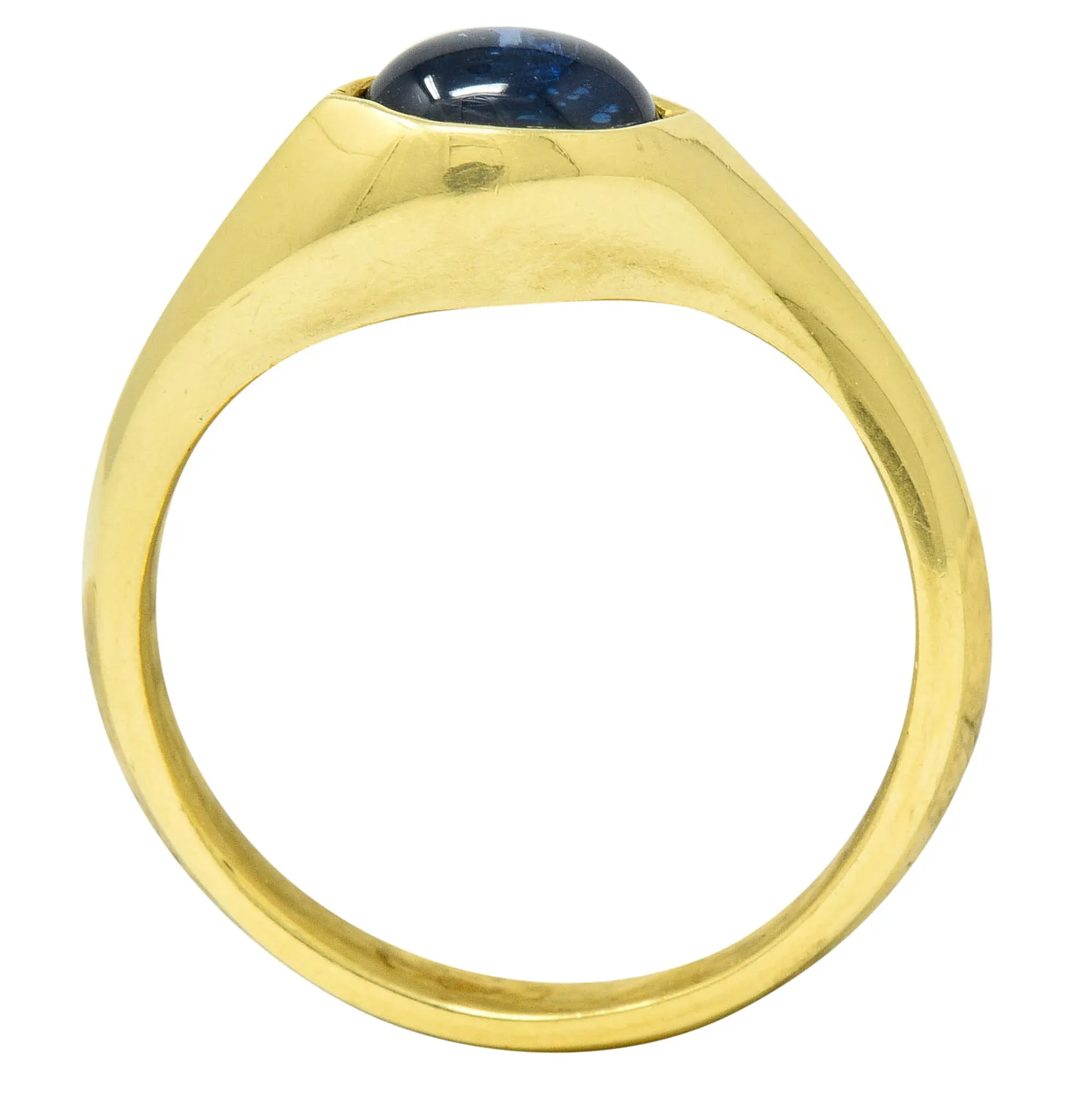 Vintage Sapphire Cabochon 18 Karat Gold Eyelet Band Ring Circa 1990s