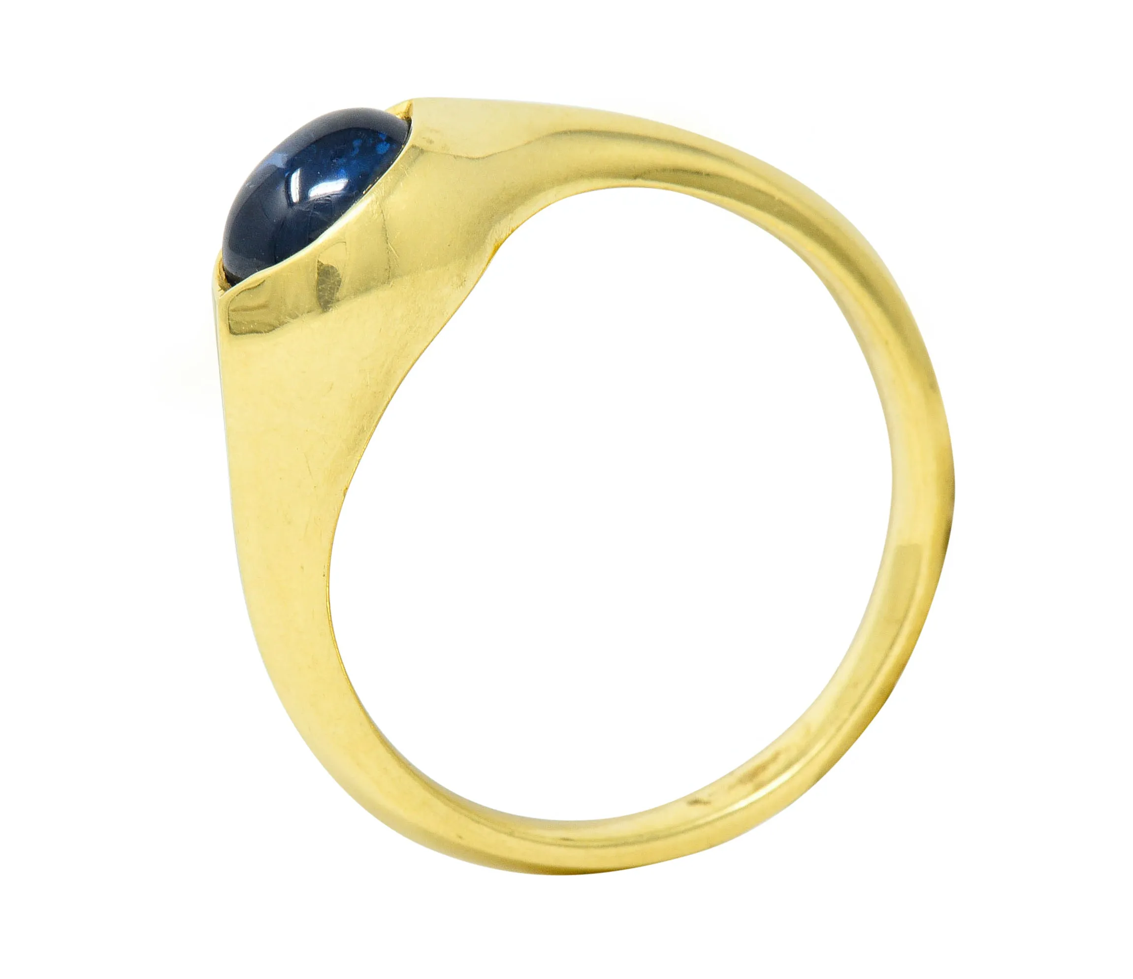 Vintage Sapphire Cabochon 18 Karat Gold Eyelet Band Ring Circa 1990s