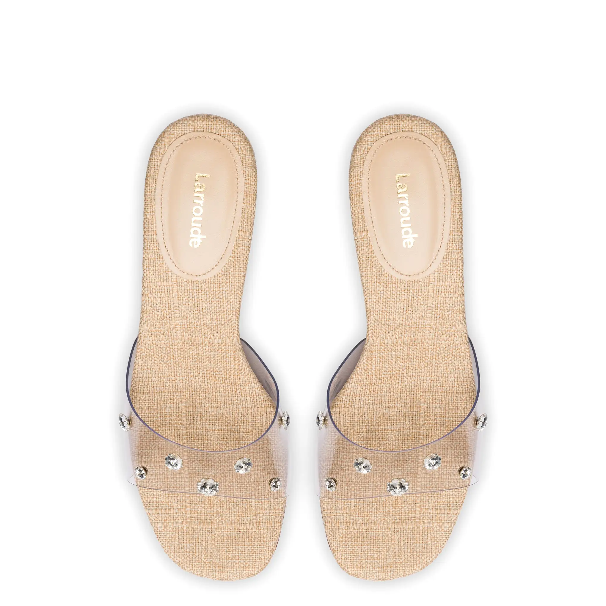 Vivi Lucite Mule in Clear Vinyl with Swarovski Crystals