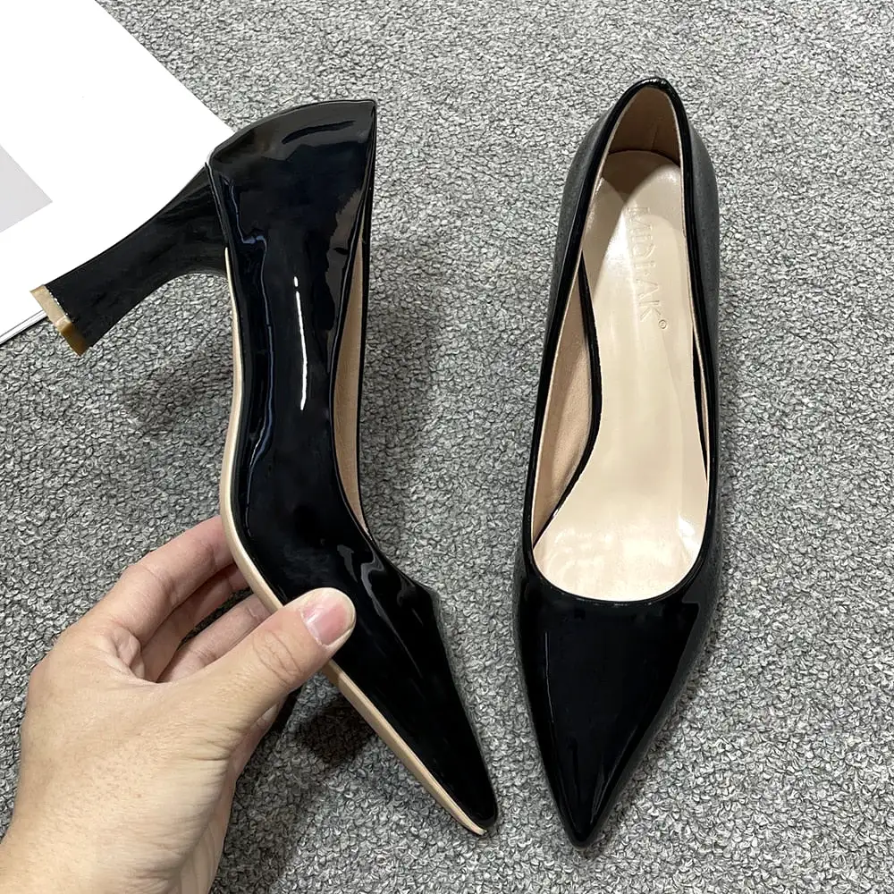 White Black Red Gold High Heels Shoes Women Fashion Pointed Toe Office Party Work Dress Pumps