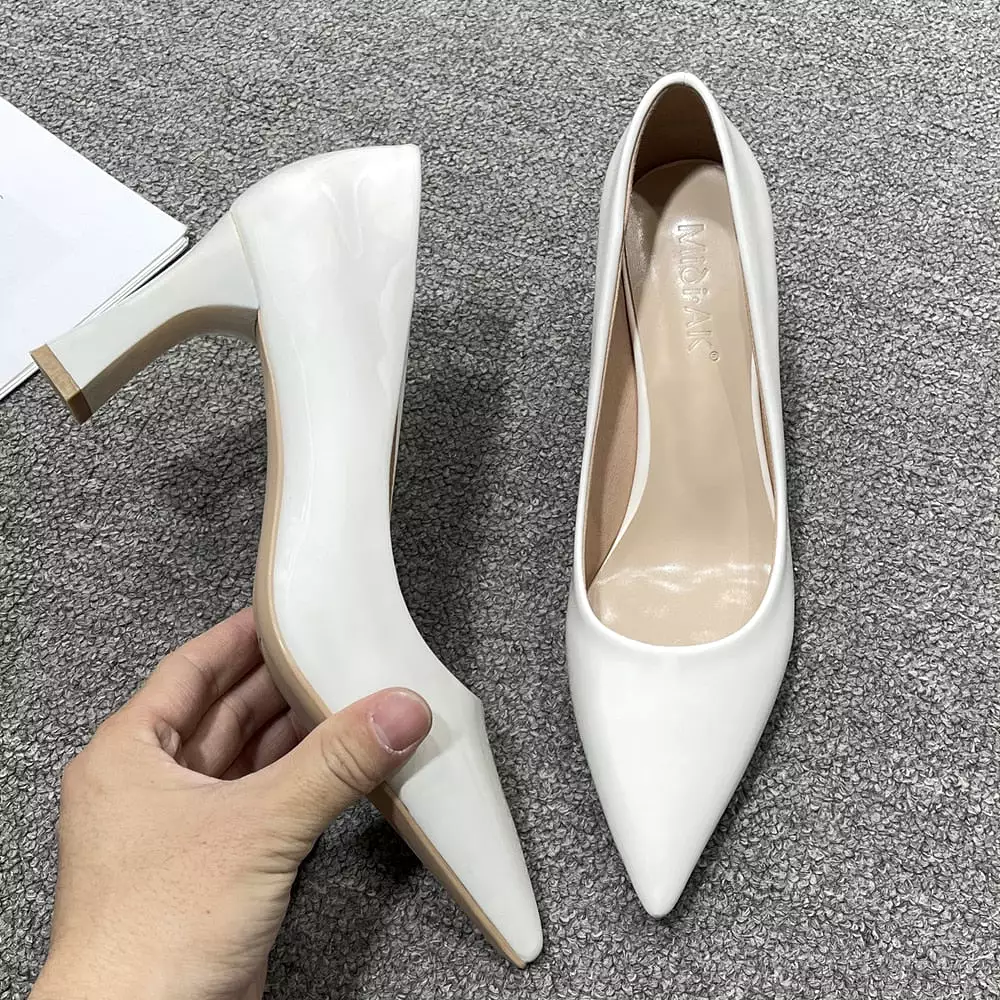 White Black Red Gold High Heels Shoes Women Fashion Pointed Toe Office Party Work Dress Pumps