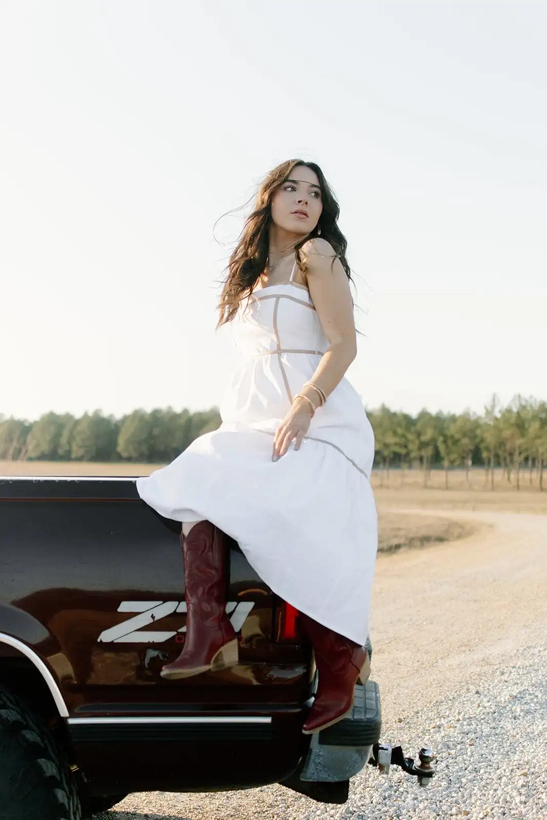 White Contrast Tiered Maxi Dress