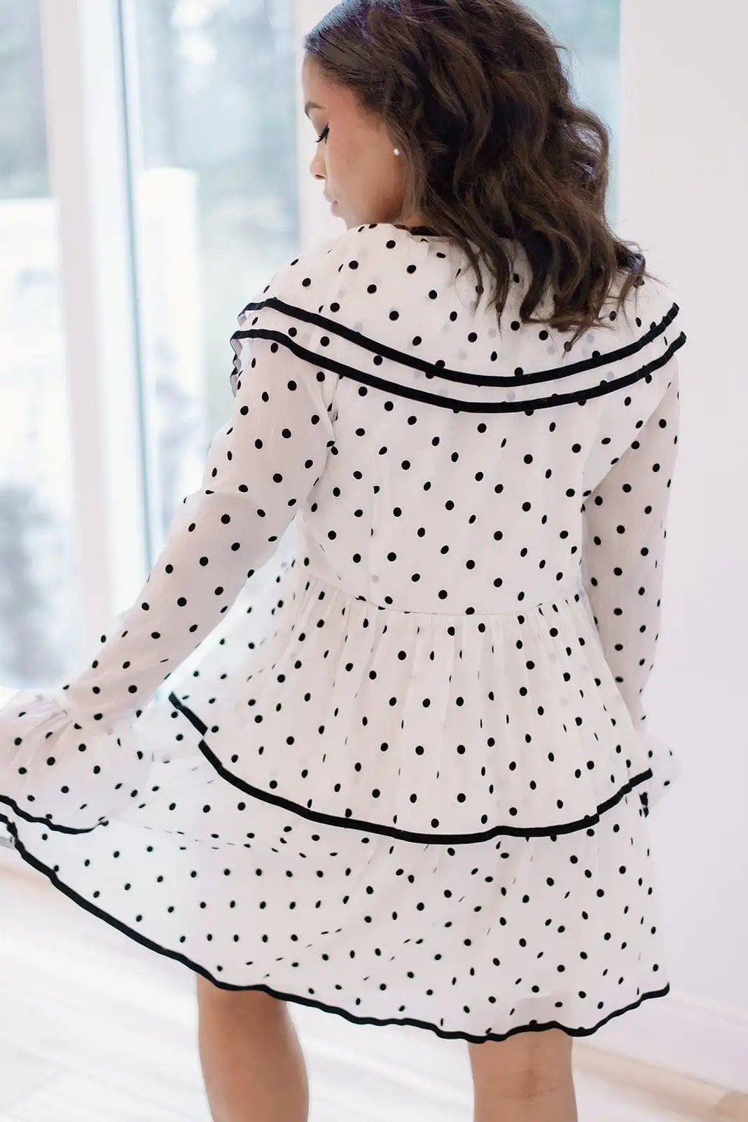 White Polka Dot Tiered Mini Dress