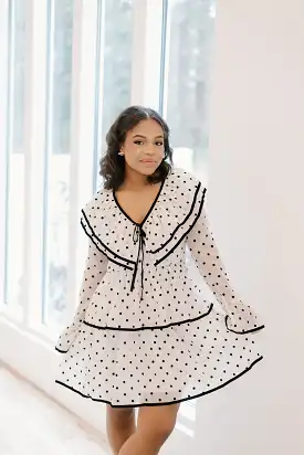 White Polka Dot Tiered Mini Dress