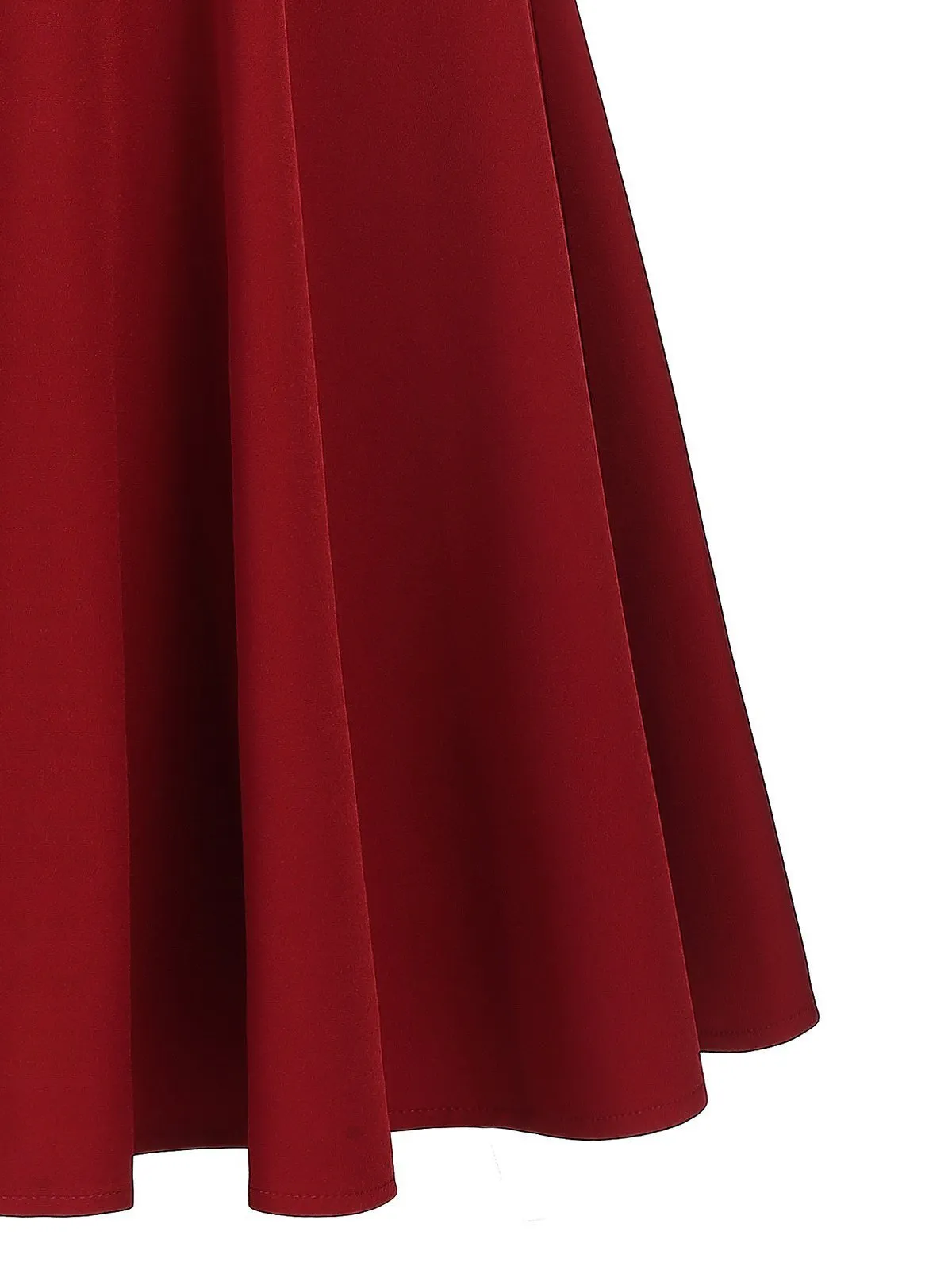 Wine Red 1950s Solid Off Shoulder Dress