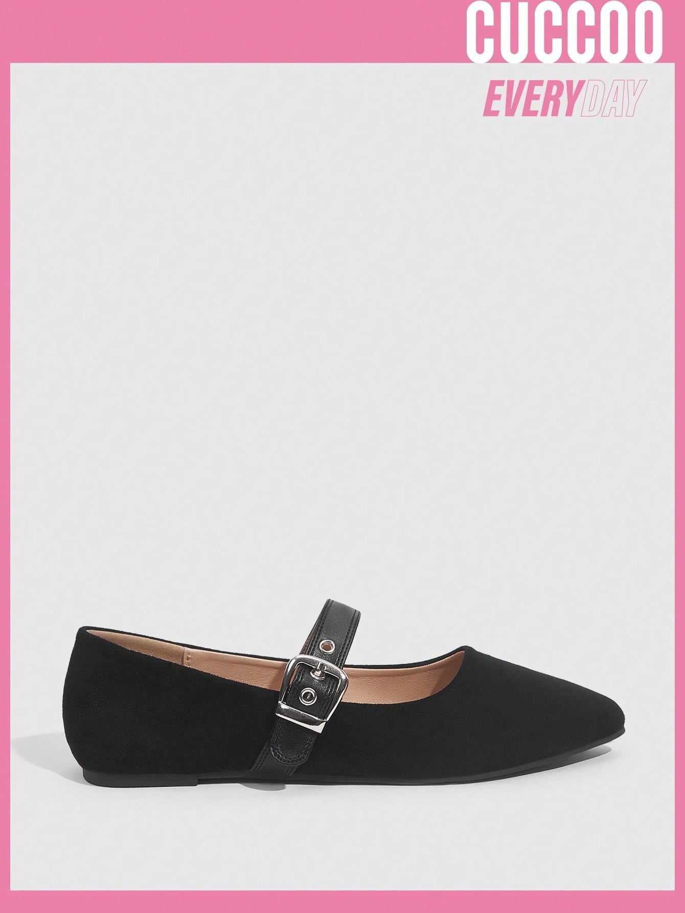 Woman Shoes Fashionable Black Buckle Design Classic Flat Shoes For Spring And Summer