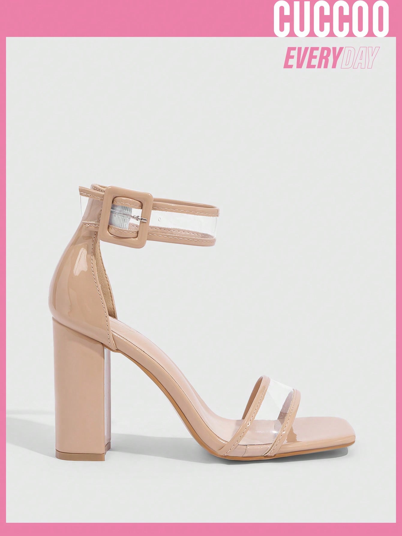 Woman Shoes Fashionable Chunky Heeled Sandals With Simple Design For Spring And Summer