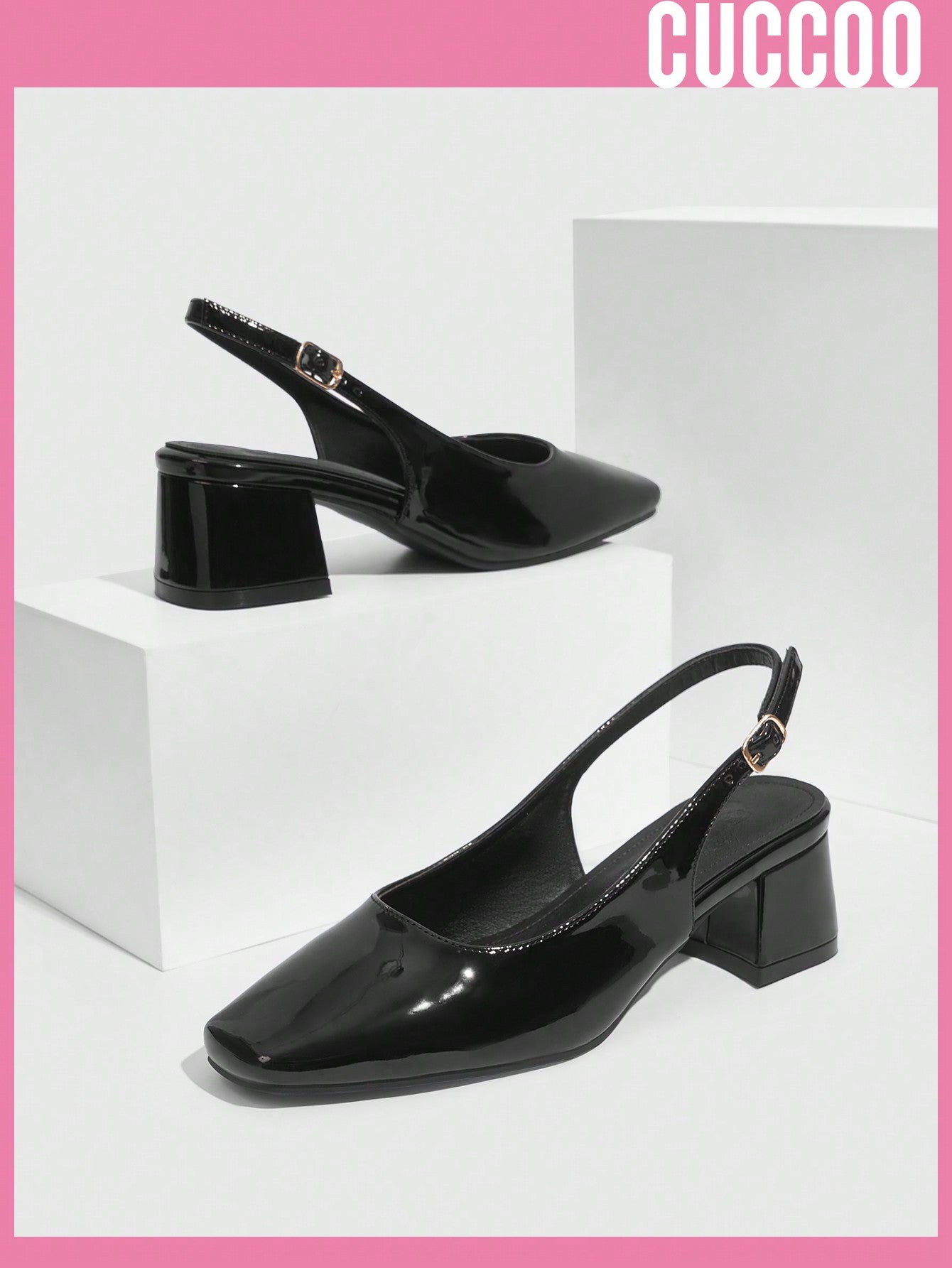 Woman Shoes Fashionable Low-Heeled Shoes With Classic Black Back Strap For Spring And Summer