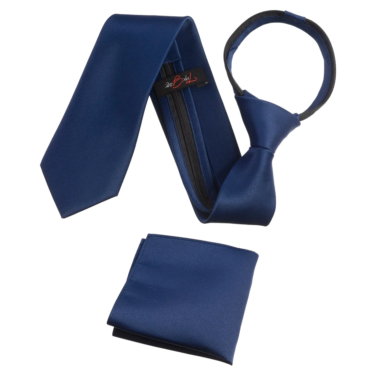 Zipper Neck Tie and Pocket Square Set